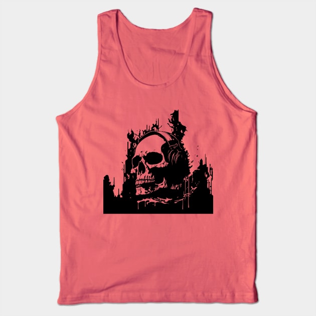 skull with headphones Tank Top by lkn